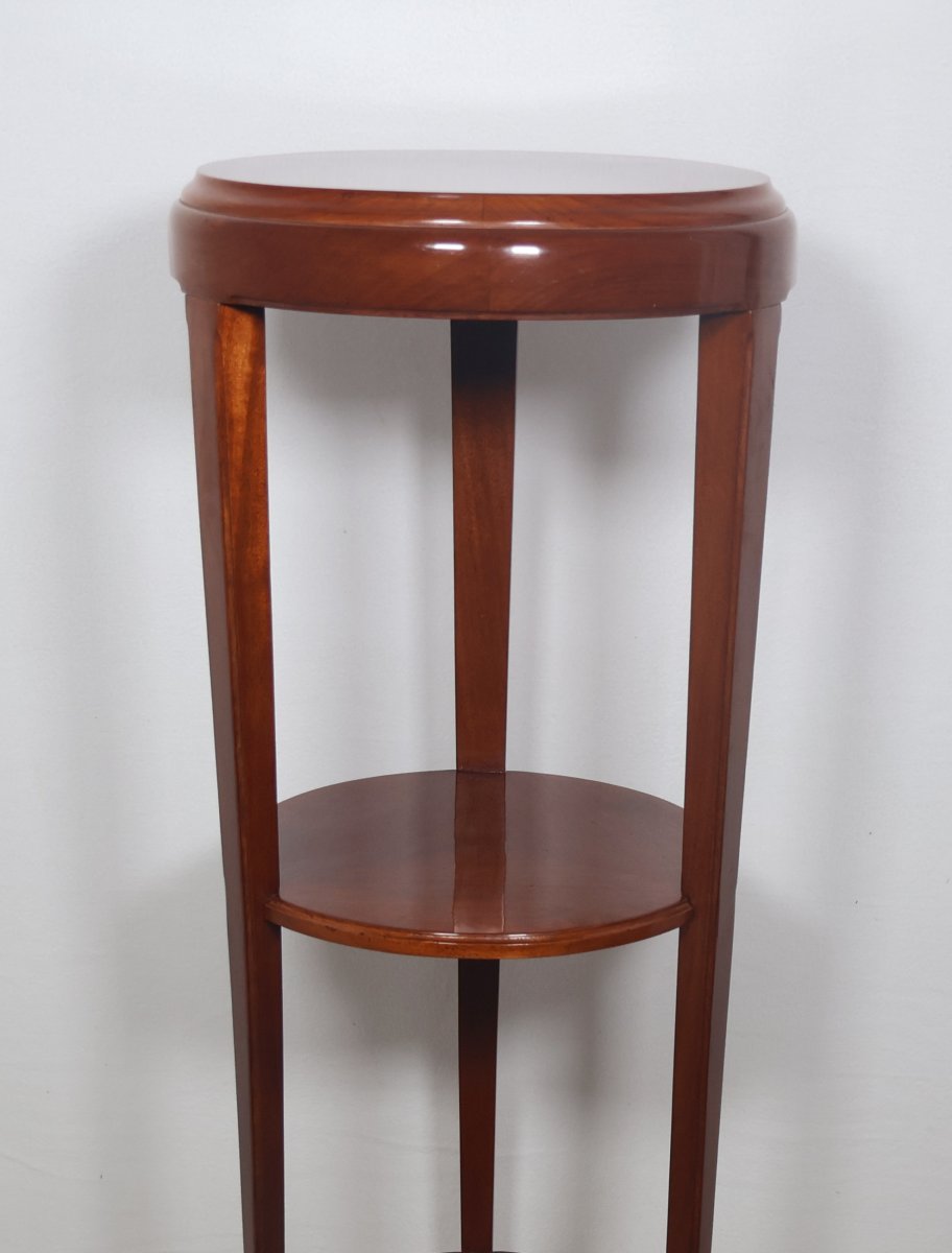 Majorelle Three-legged Stool In Mahogany, Art Nouveau Period-photo-2