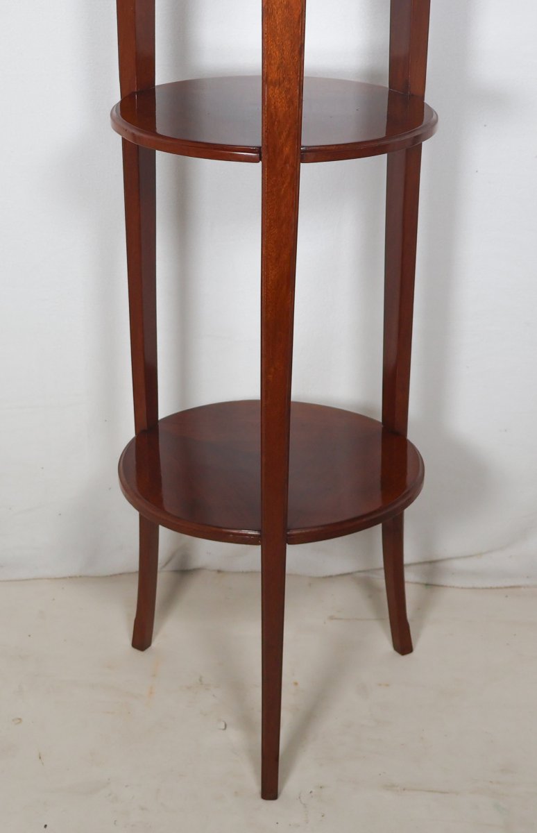 Majorelle Three-legged Stool In Mahogany, Art Nouveau Period-photo-2