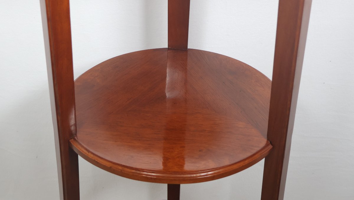 Majorelle Three-legged Stool In Mahogany, Art Nouveau Period-photo-4