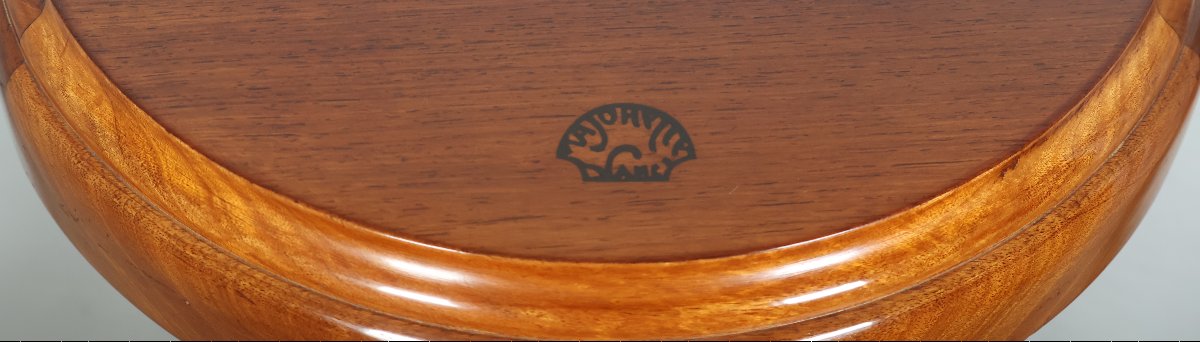 Majorelle Three-legged Stool In Mahogany, Art Nouveau Period-photo-5