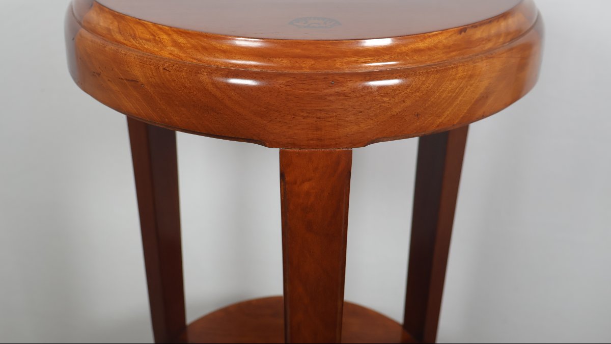 Majorelle Three-legged Stool In Mahogany, Art Nouveau Period-photo-7