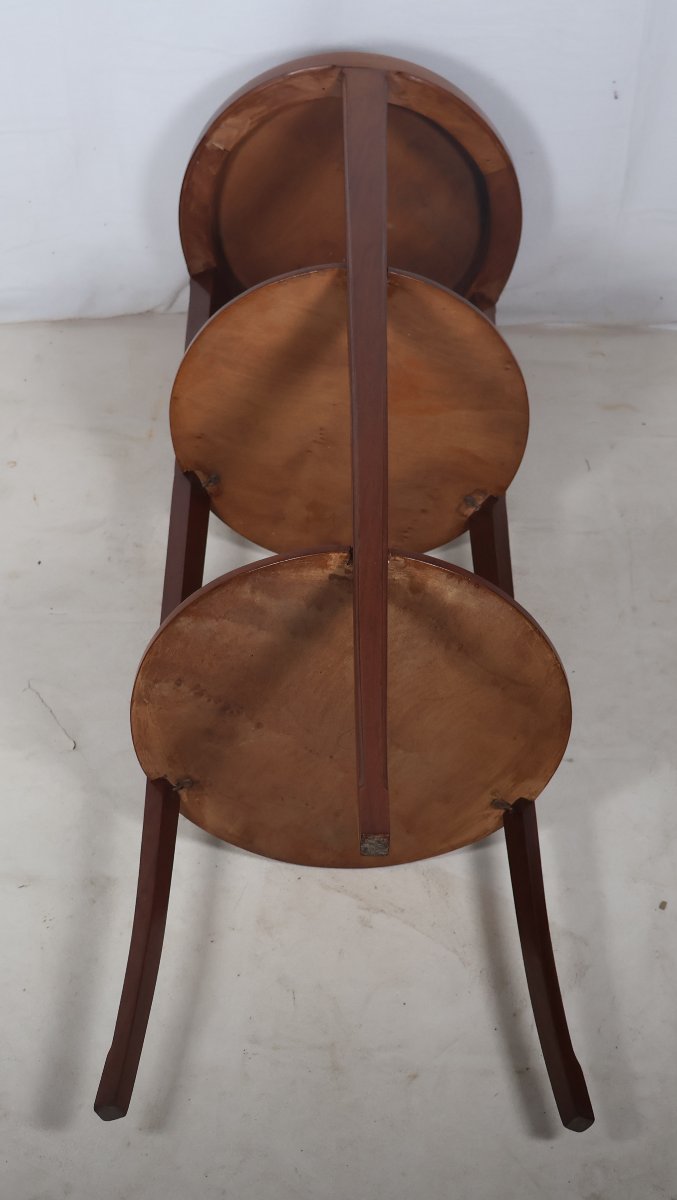 Majorelle Three-legged Stool In Mahogany, Art Nouveau Period-photo-8