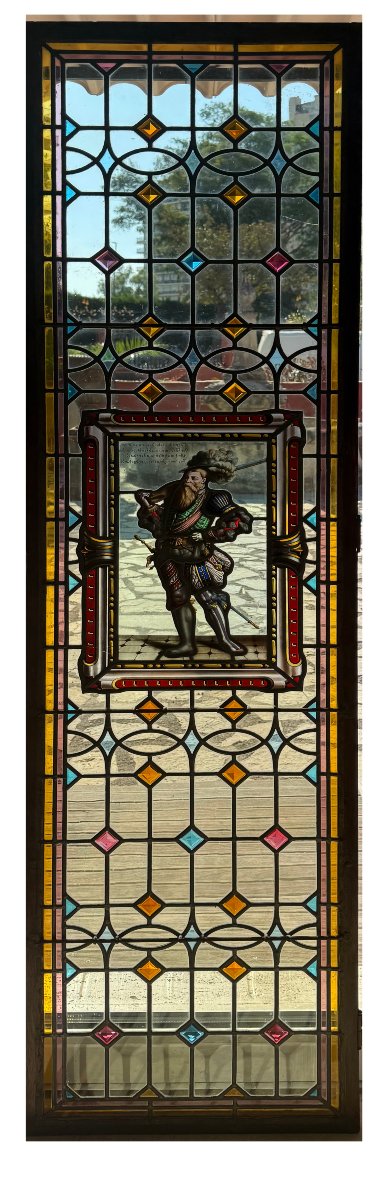 A Set Of Four Antique Leaded-glass Stained-glass Windows From The Late 19th Century -photo-6