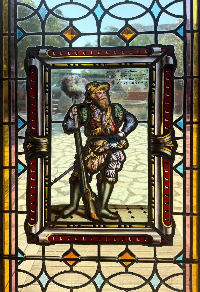 A Set Of Four Antique Leaded-glass Stained-glass Windows From The Late 19th Century -photo-8