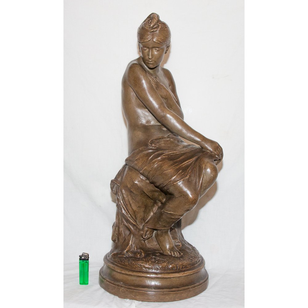 La Baigneuse Sculpture En Terre Cuite Delaroche 1797-1856-photo-2