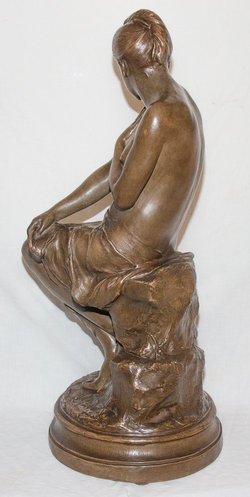 La Baigneuse Sculpture En Terre Cuite Delaroche 1797-1856-photo-3