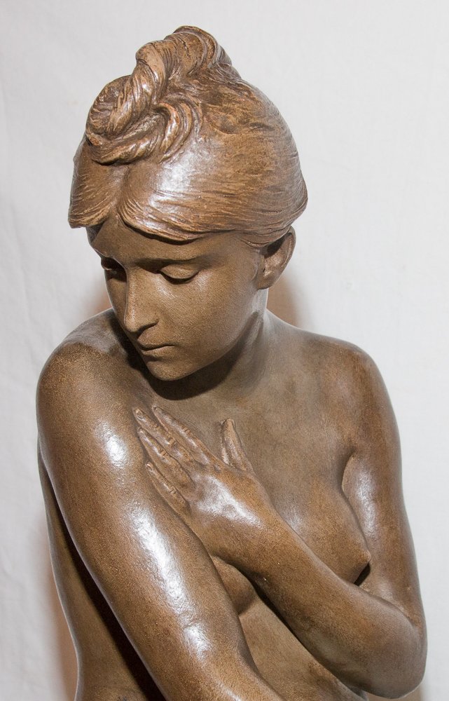 La Baigneuse Sculpture En Terre Cuite Delaroche 1797-1856-photo-4