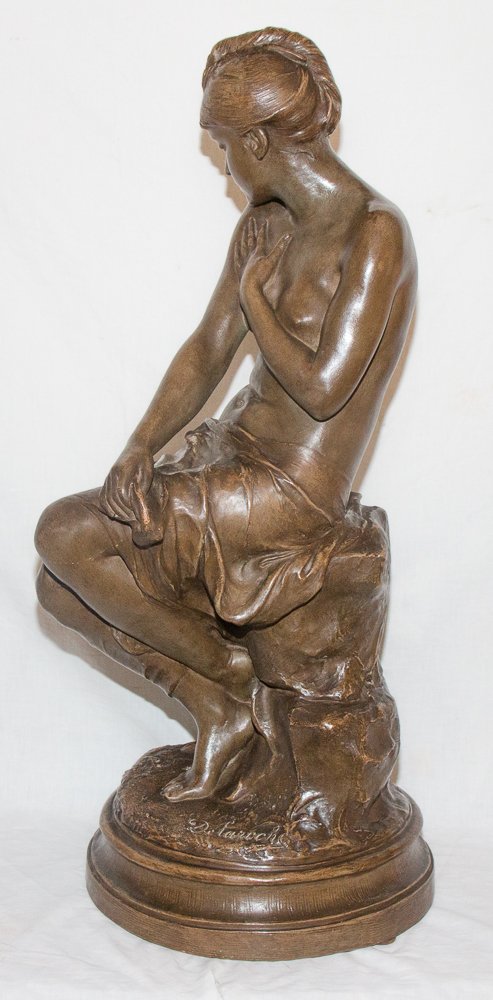 La Baigneuse Sculpture En Terre Cuite Delaroche 1797-1856-photo-3