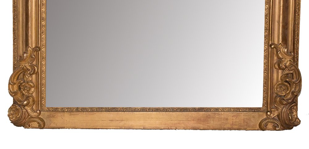 Miroir de cheminée en bois et stuc doré, époque Napoléon III-photo-3