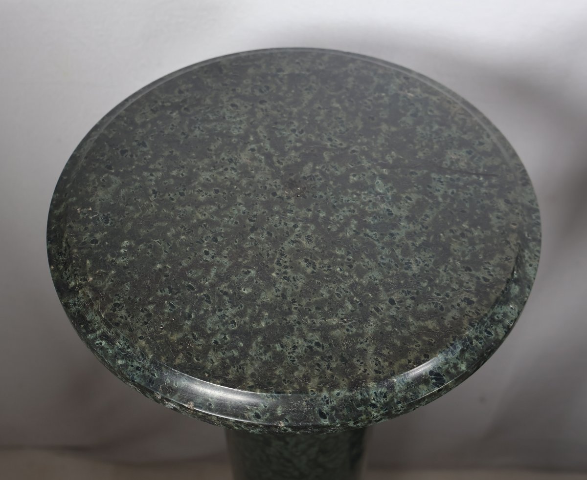 Pair Of Green Alpine Marble Columns, Late 19th Century-photo-4