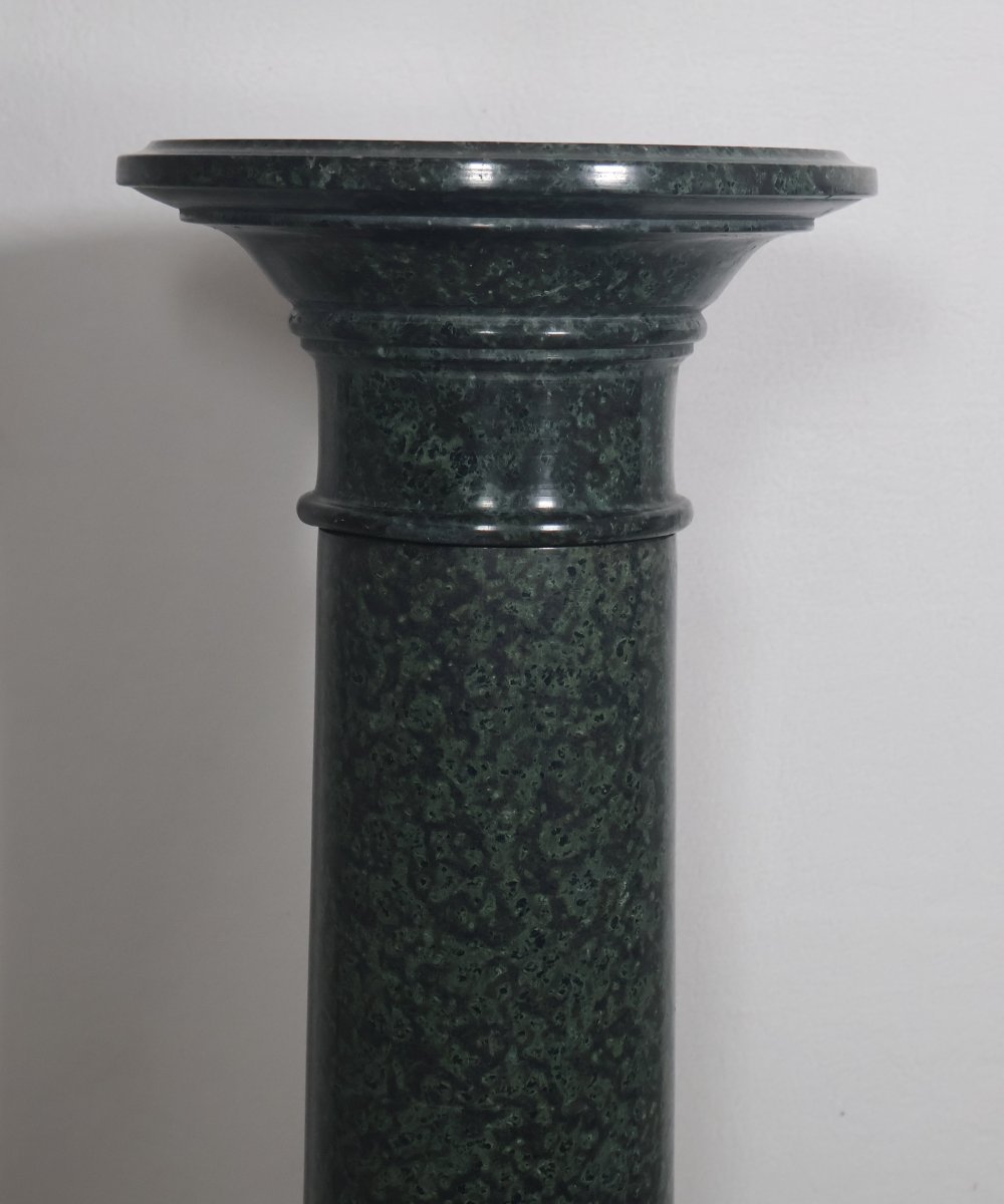 Pair Of Green Alpine Marble Columns, Late 19th Century-photo-1