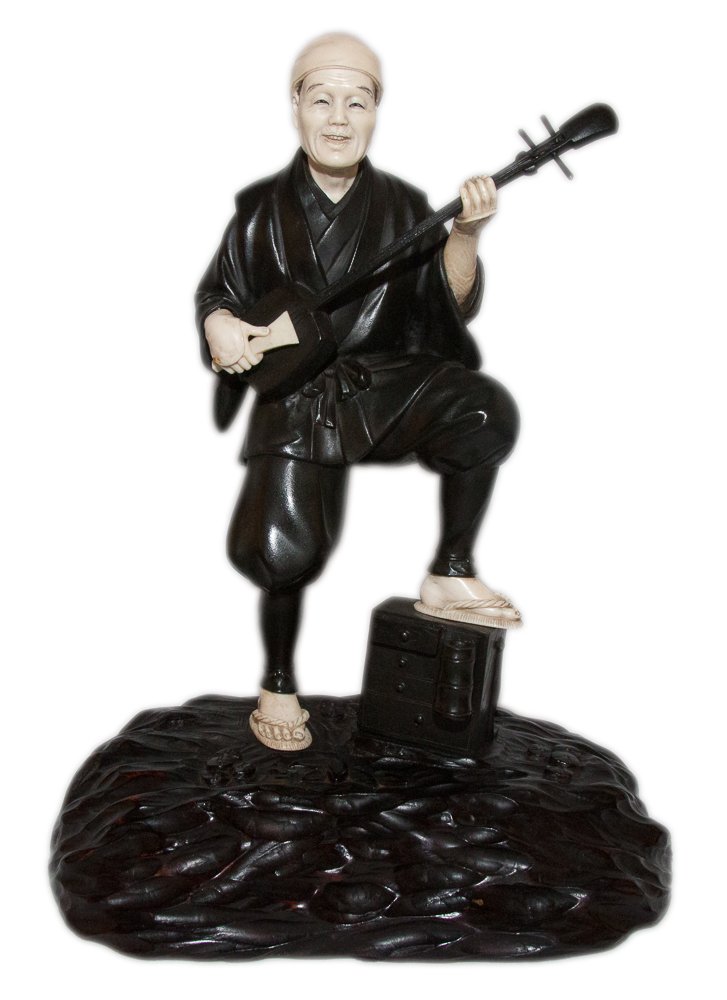 Okimono: Shamisen Player, Meiji Period, 1868–1912