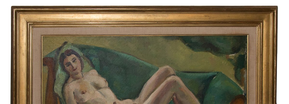 Nude Woman On A Méridienne – Jules Cavaillès, Dated 1923-photo-2