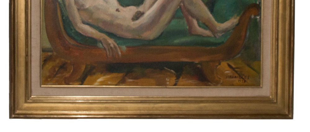 Nude Woman On A Méridienne – Jules Cavaillès, Dated 1923-photo-3
