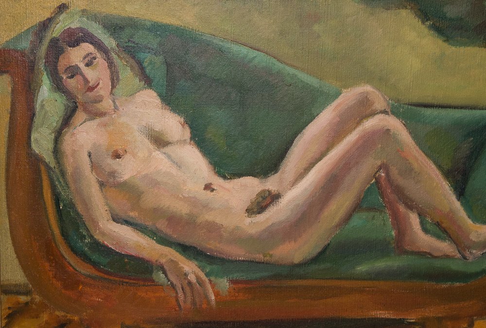 Nude Woman On A Méridienne – Jules Cavaillès, Dated 1923-photo-5