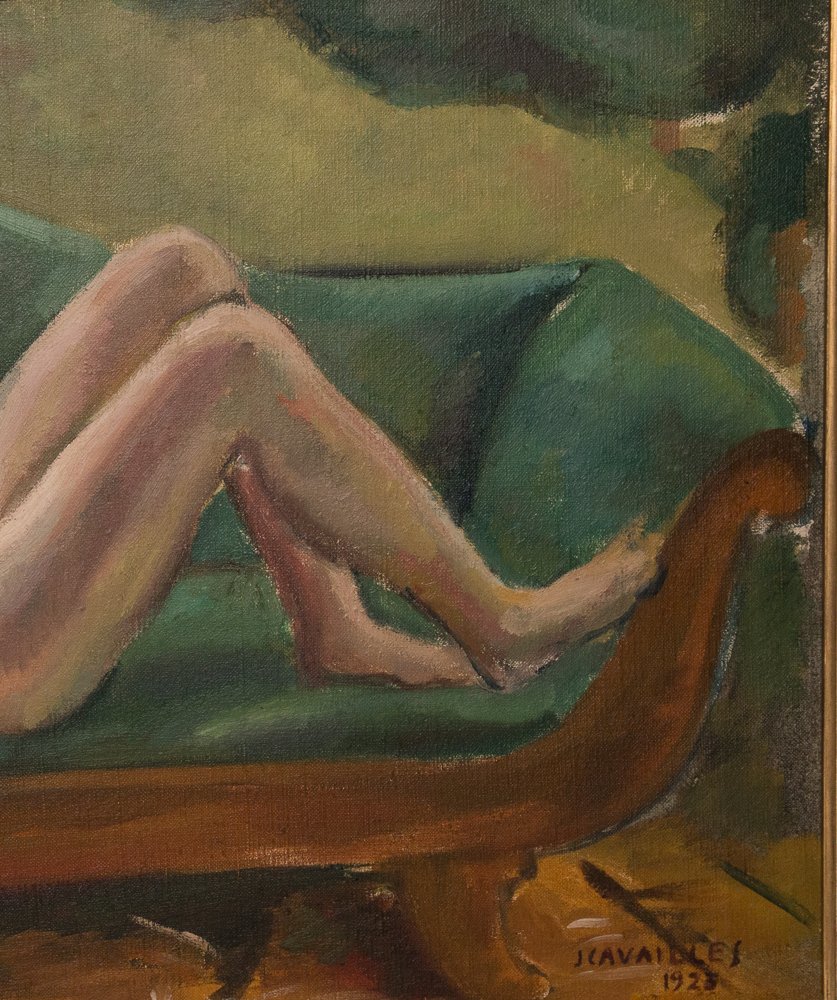 Nude Woman On A Méridienne – Jules Cavaillès, Dated 1923-photo-7