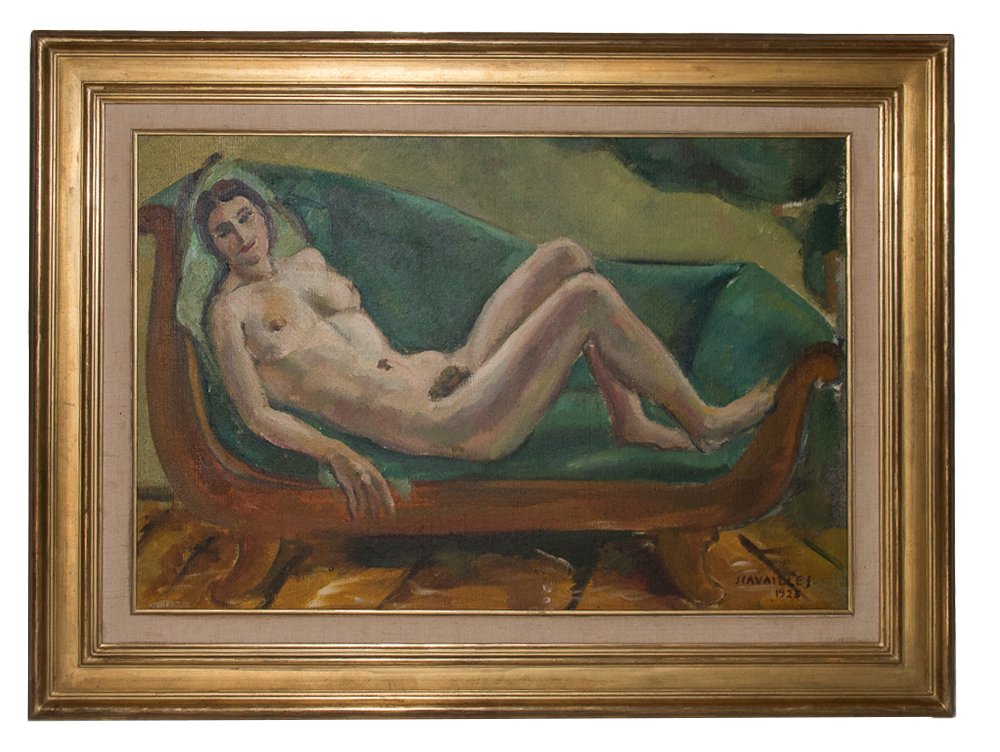 Nude Woman On A Méridienne – Jules Cavaillès, Dated 1923
