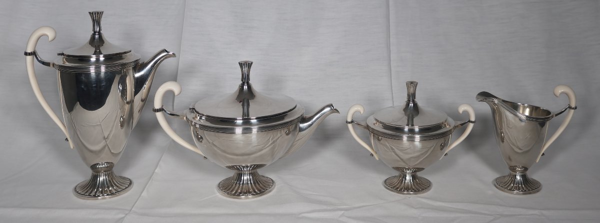 Sivar Art Deco-era Silver-plated Metal Tea And Coffee Set -photo-2