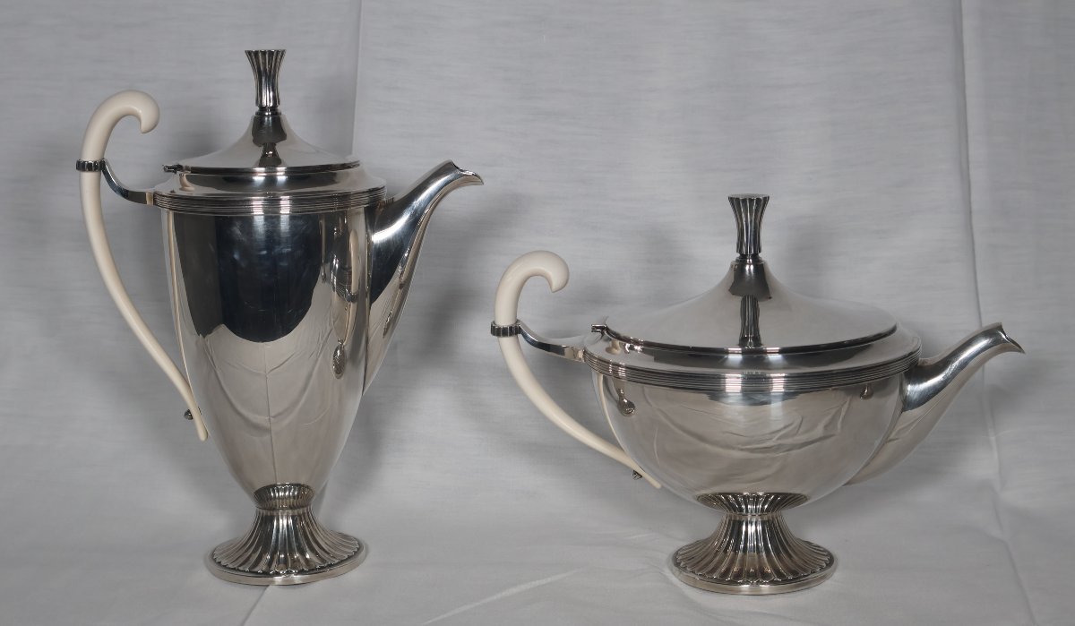 Sivar Art Deco-era Silver-plated Metal Tea And Coffee Set -photo-4