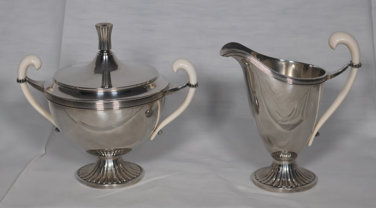 Sivar Art Deco-era Silver-plated Metal Tea And Coffee Set -photo-1