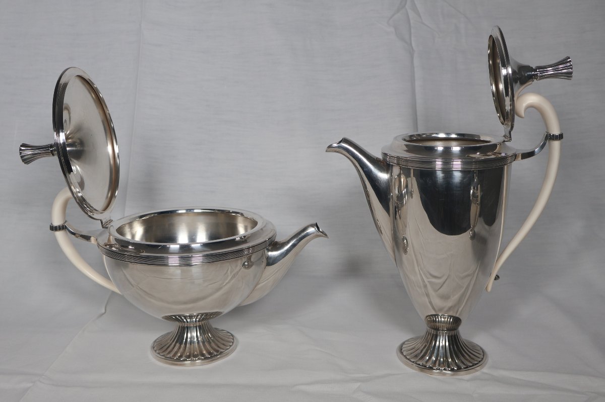 Sivar Art Deco-era Silver-plated Metal Tea And Coffee Set -photo-2