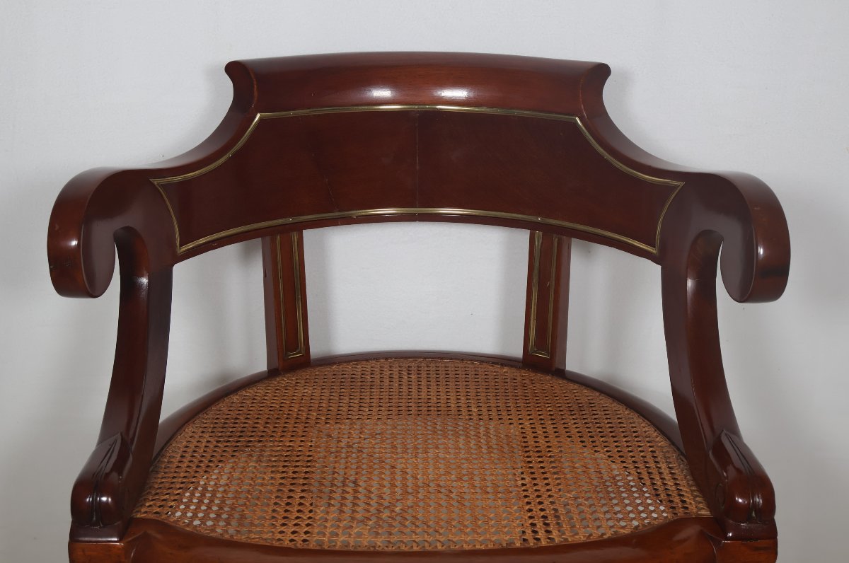 Louis XVI-style Mahogany Office Chair From The Late 19th Century -photo-2