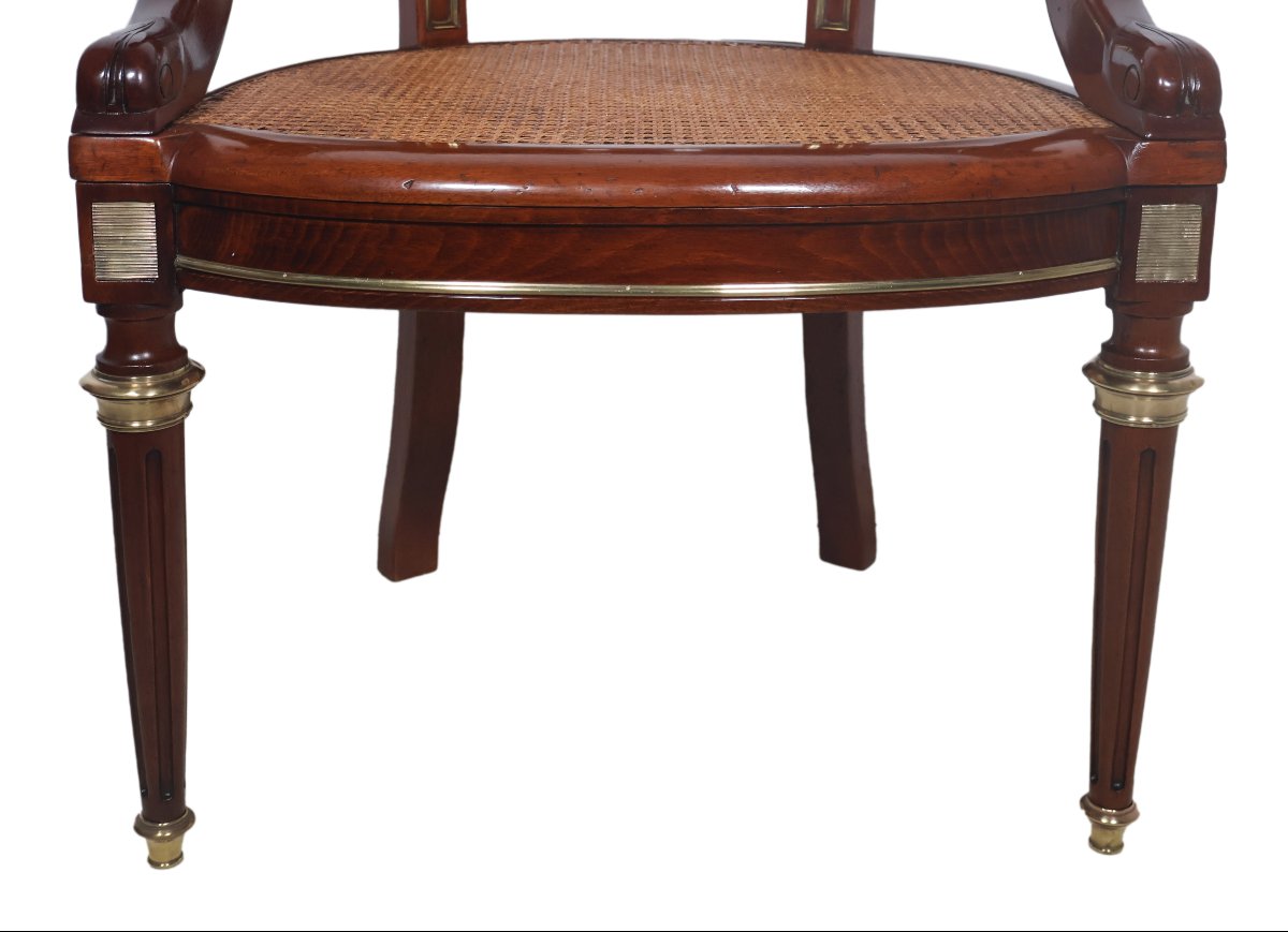 Louis XVI-style Mahogany Office Chair From The Late 19th Century -photo-3
