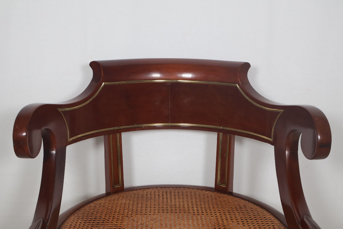 Louis XVI-style Mahogany Office Chair From The Late 19th Century -photo-4