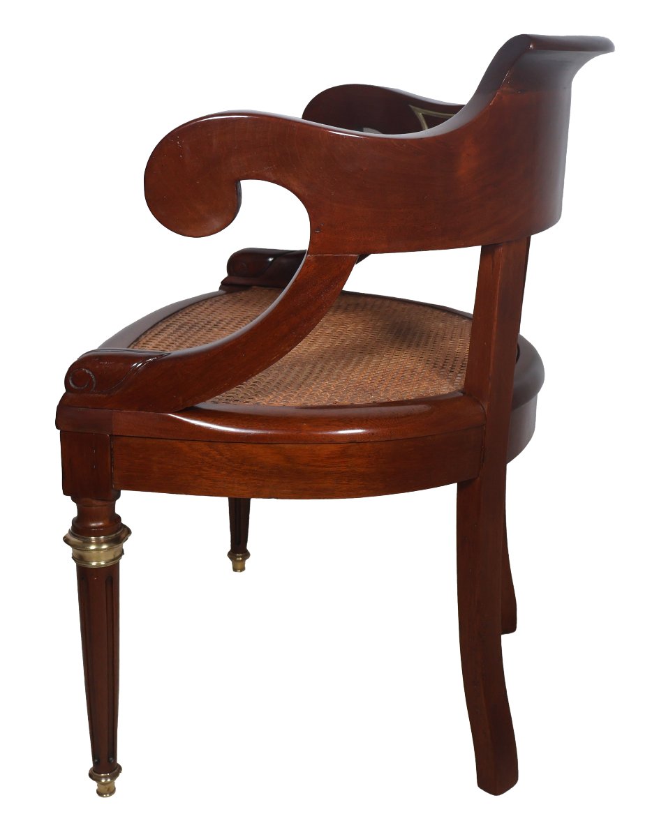 Louis XVI-style Mahogany Office Chair From The Late 19th Century -photo-2