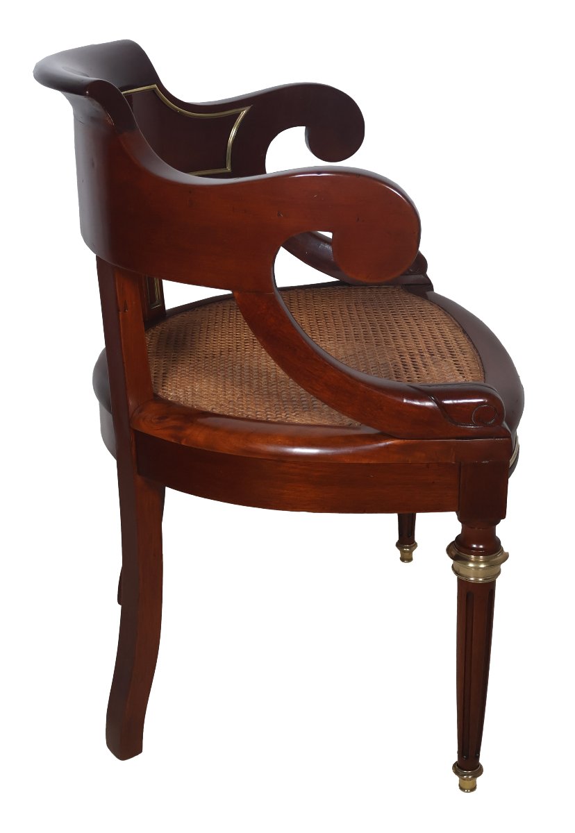 Louis XVI-style Mahogany Office Chair From The Late 19th Century -photo-3