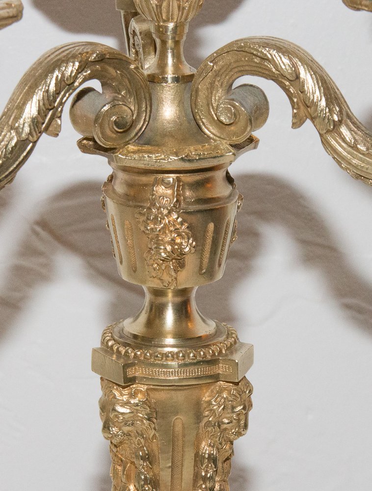 Paire de chandeliers en bronze doré H. Picard époque Napoléon III-photo-1
