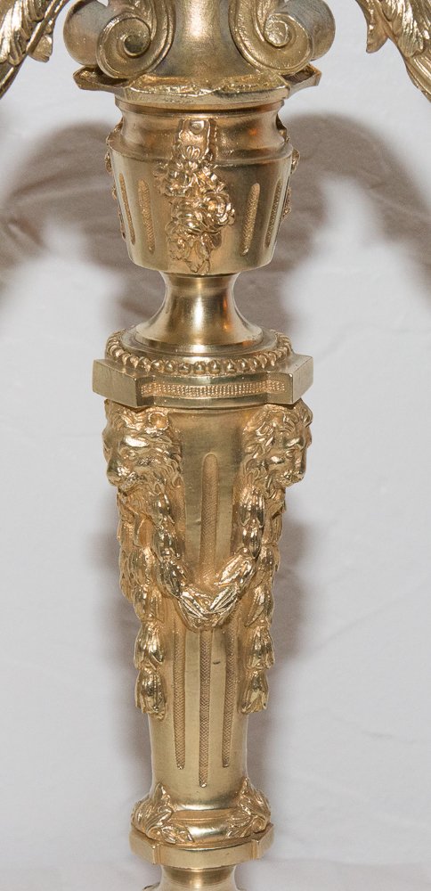 Paire de chandeliers en bronze doré H. Picard époque Napoléon III-photo-3