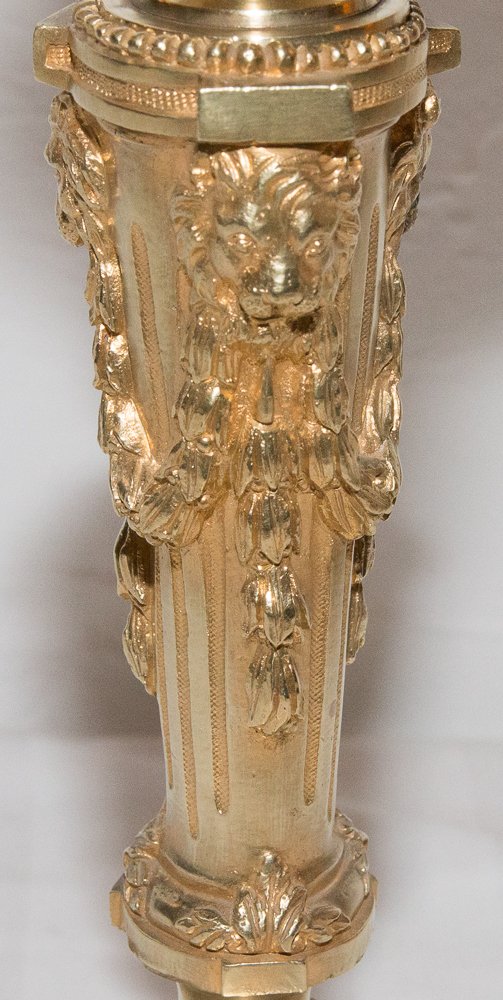 Paire de chandeliers en bronze doré H. Picard époque Napoléon III-photo-4