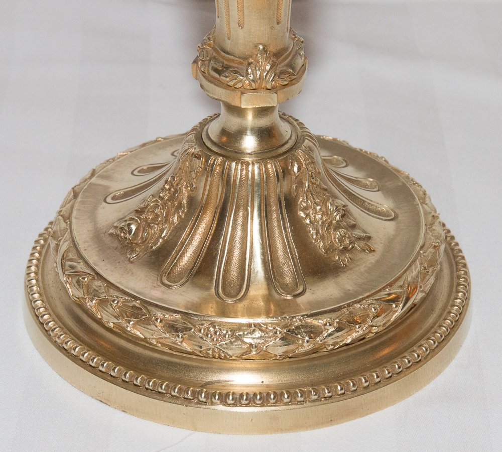 Paire de chandeliers en bronze doré H. Picard époque Napoléon III-photo-5
