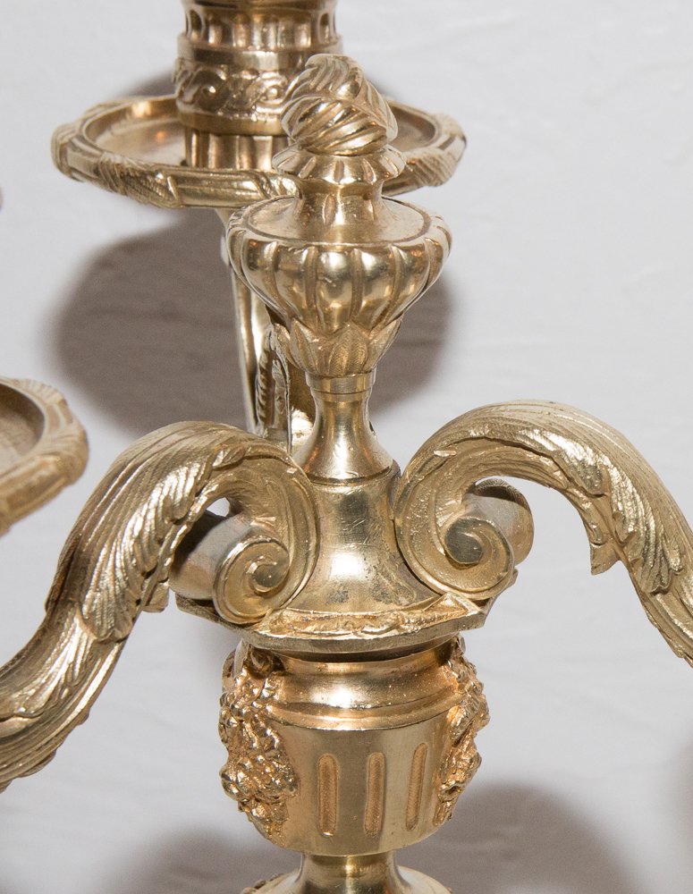 Paire de chandeliers en bronze doré H. Picard époque Napoléon III-photo-6