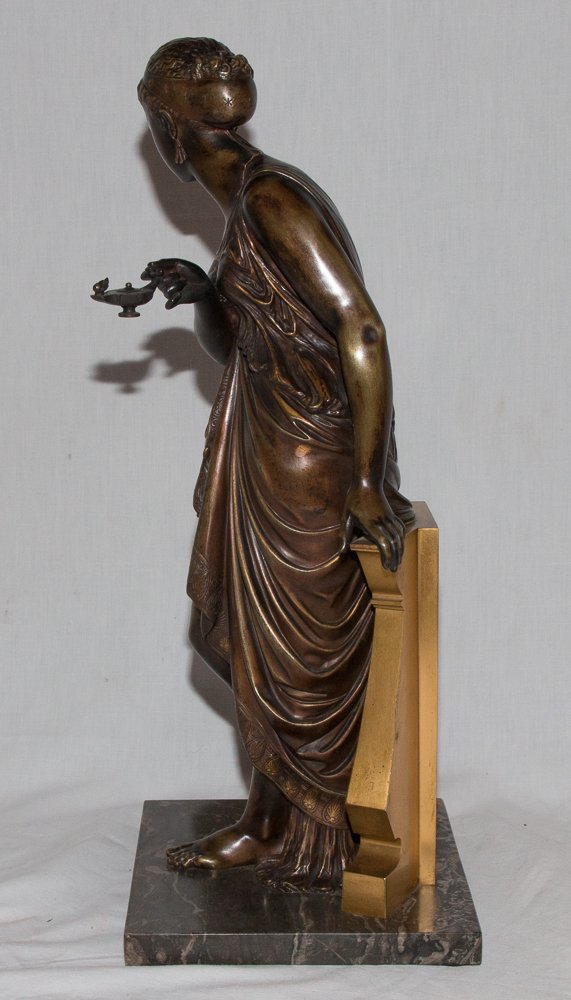 Antique-style Bronze Sculpture Of A Woman, Signed By Peiffer (1832–1886)-photo-3