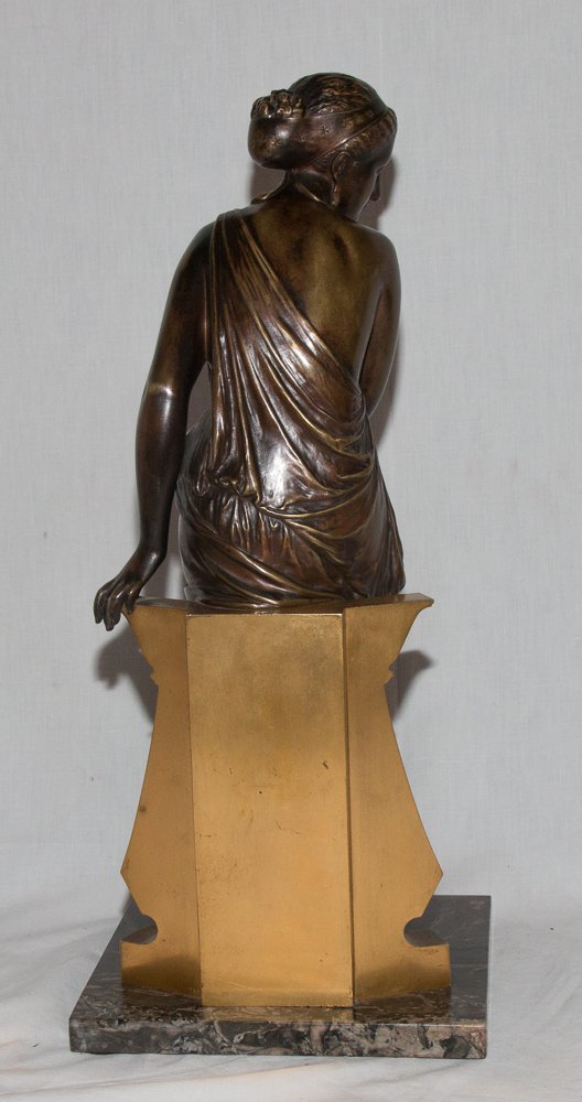 Antique-style Bronze Sculpture Of A Woman, Signed By Peiffer (1832–1886)-photo-1
