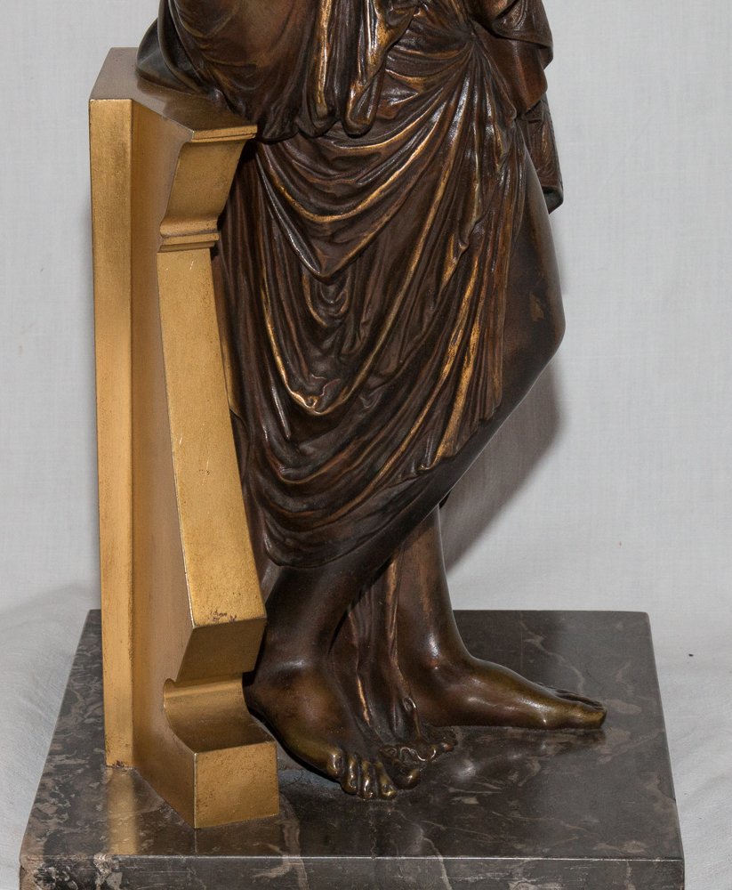 Antique-style Bronze Sculpture Of A Woman, Signed By Peiffer (1832–1886)-photo-2