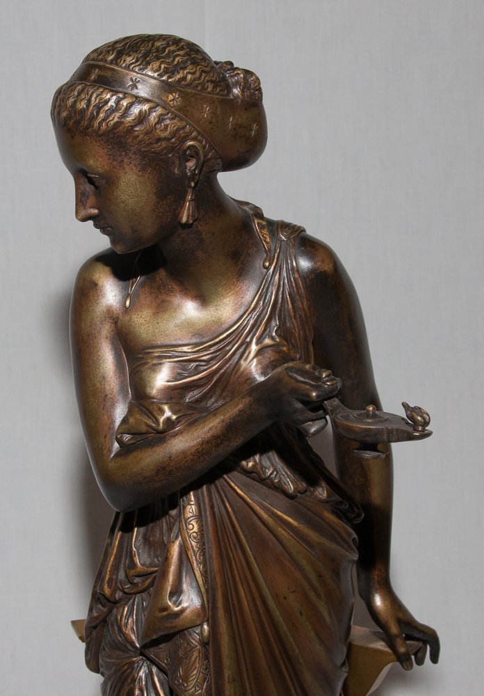 Antique-style Bronze Sculpture Of A Woman, Signed By Peiffer (1832–1886)-photo-7