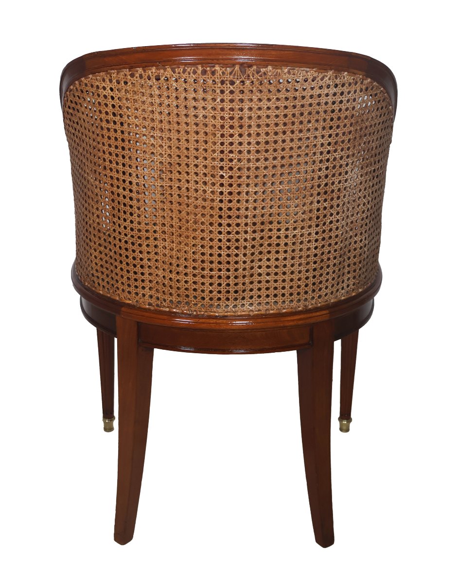 Fauteuil de bureau en acajou massif style Louis XVI fin XIXe-photo-4