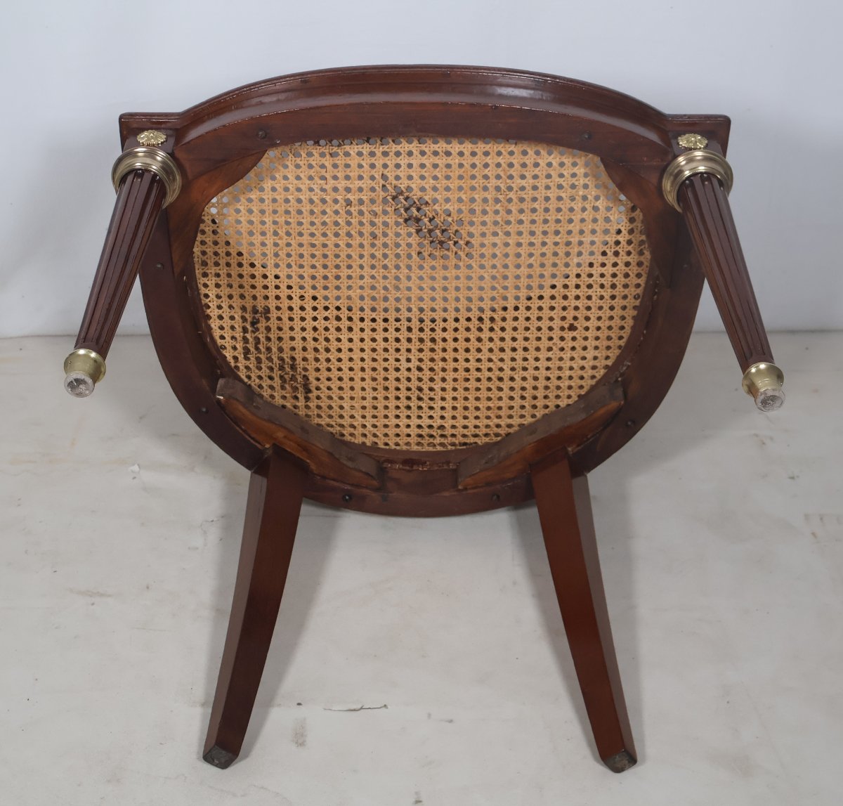 Fauteuil de bureau en acajou massif style Louis XVI fin XIXe-photo-4