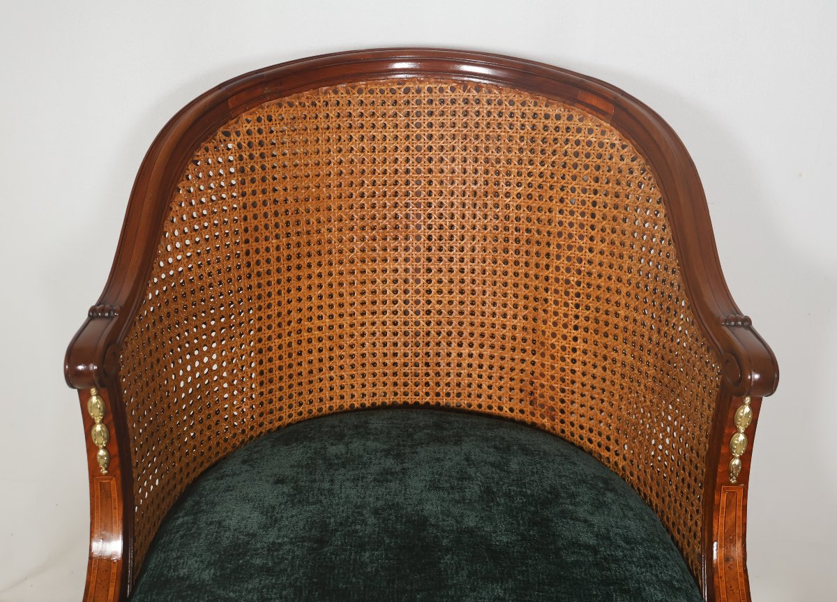 Fauteuil de bureau en acajou massif style Louis XVI fin XIXe-photo-7