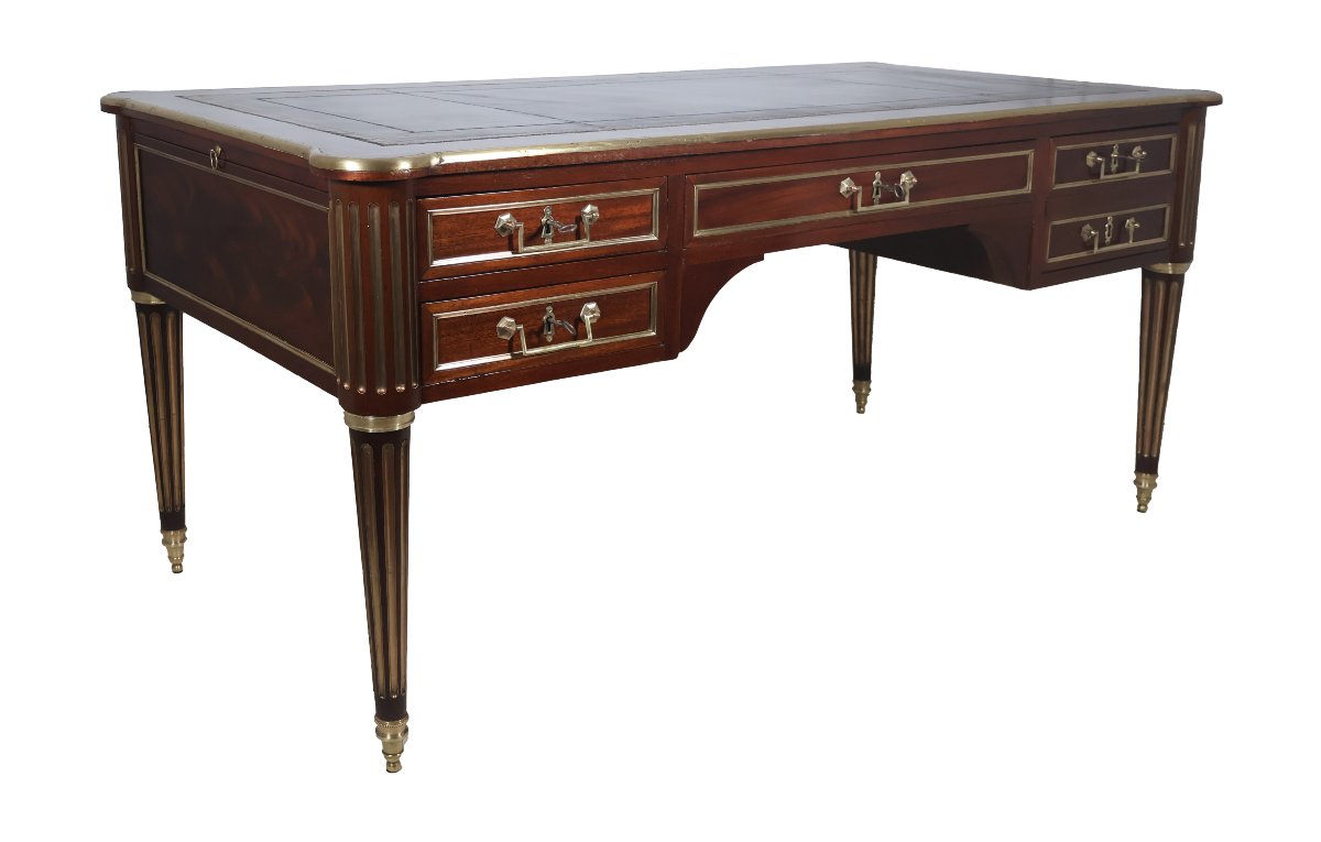 Large Louis XVI-style Flat Desk With Pull-out Drawers, Early 19th Century-photo-4