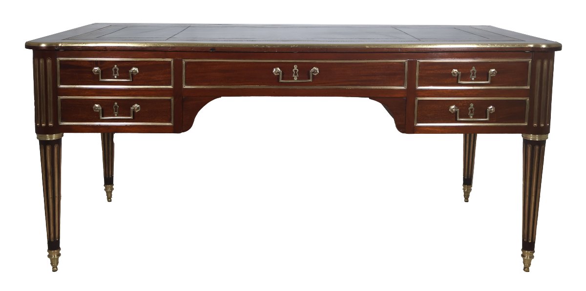 Large Louis XVI-style Flat Desk With Pull-out Drawers, Early 19th Century-photo-1