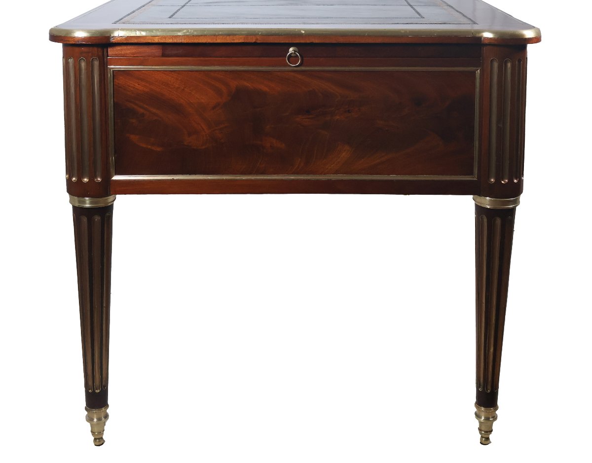 Large Louis XVI-style Flat Desk With Pull-out Drawers, Early 19th Century-photo-2