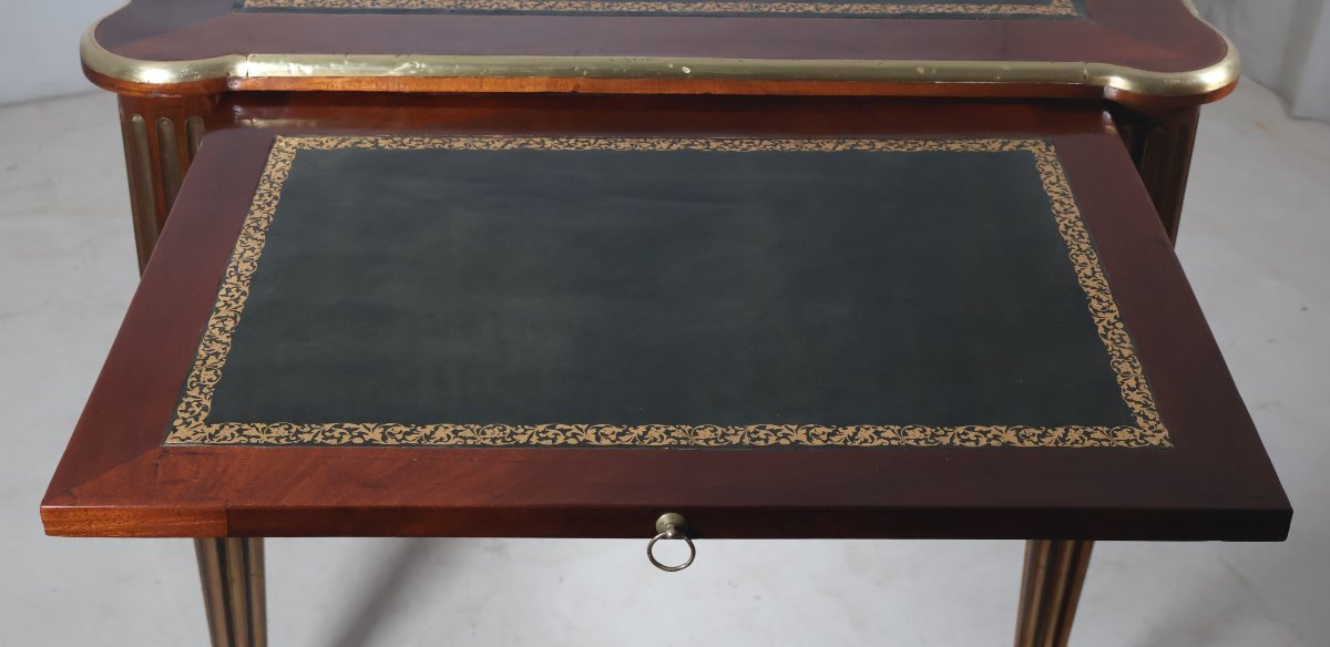 Large Louis XVI-style Flat Desk With Pull-out Drawers, Early 19th Century-photo-3