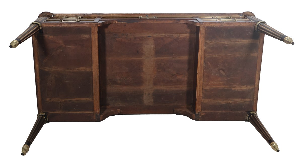 Large Louis XVI-style Flat Desk With Pull-out Drawers, Early 19th Century-photo-7