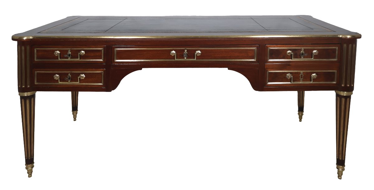 Large Louis XVI-style Flat Desk With Pull-out Drawers, Early 19th Century