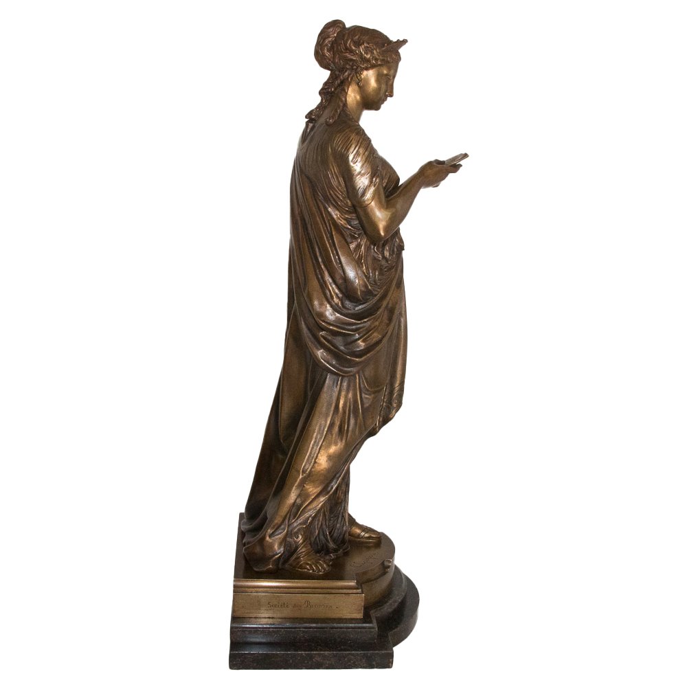 Bronze Sculpture “the Reader” By L. Grégoire, 1840–1890-photo-3