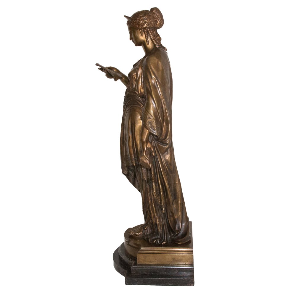 Bronze Sculpture “the Reader” By L. Grégoire, 1840–1890-photo-4